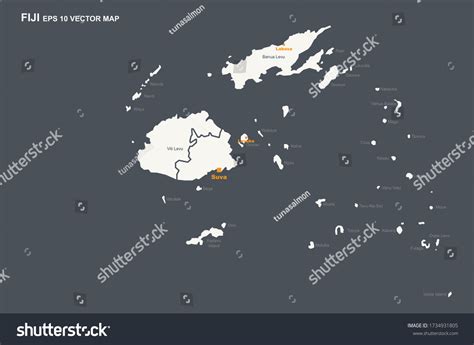 Fiji Map Detailed Oceania Countries Vector Stock Vector (Royalty Free ...