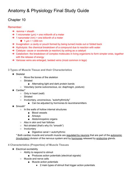 Anatomy Physiology Final Study Guide