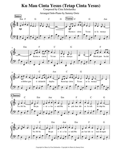 Ku Mau Cinta Yesus Selamanya Sheet music for Piano (Solo) | Musescore.com