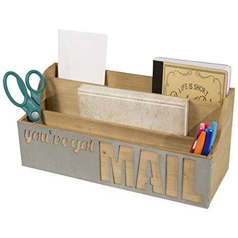 Desktop Wooden Letter Sorter with You've Got Mail Metal Panel (Natural ...