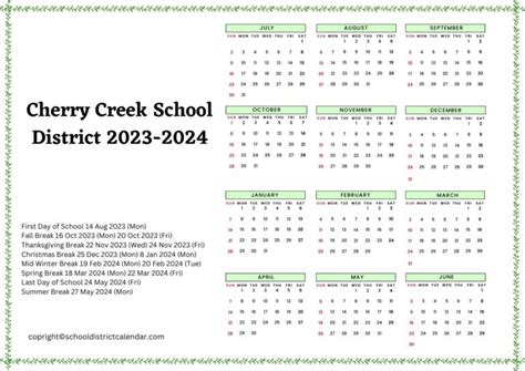 Cherry Creek Public Schools Calendar - Jonis Mahalia