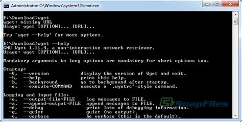 WGET screenshot and download at SnapFiles.com