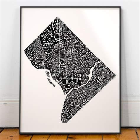 Washington Dc Neighborhood Map Art Print Signed Print Of My Etsy