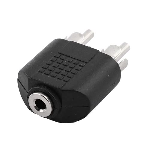 Jack Mm Femelle Vers Rca Male Double Adaptateur Doubleur Audio Noir