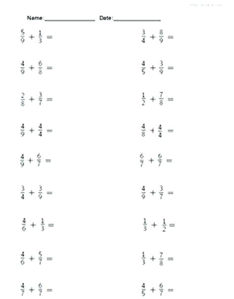 Sixth Grade Fractions Worksheets Grade 6