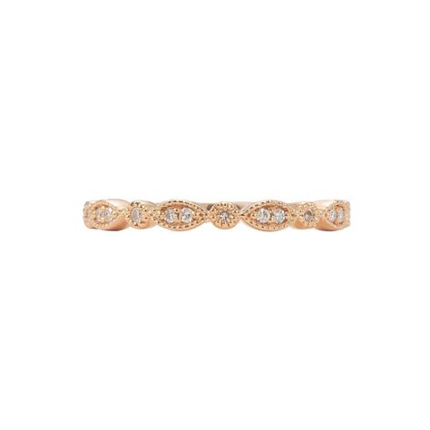 Rose Gold Wedding Band Vintage Stacking Rose Gold Wedding Band Stackable Wedding Band Diamond ...