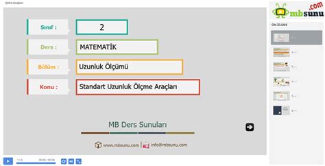 2 Sınıf Matematik Standart Uzunluk Ölçme Araçları Sunusu Mbsunu