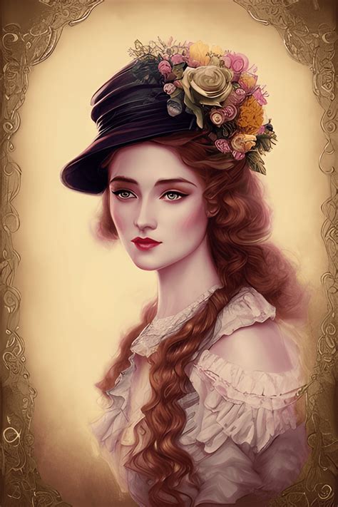 Beautiful Friendly Edwardian Woman Portrait · Creative Fabrica