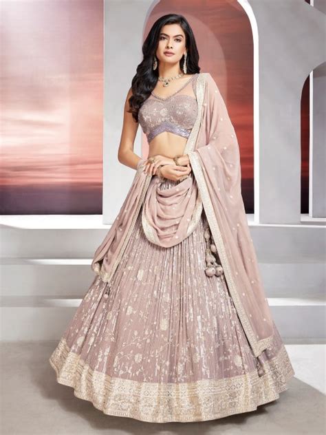 Classic Mauve Pink Georgette Lehenga Choli G3 WLC14743 G3fashion