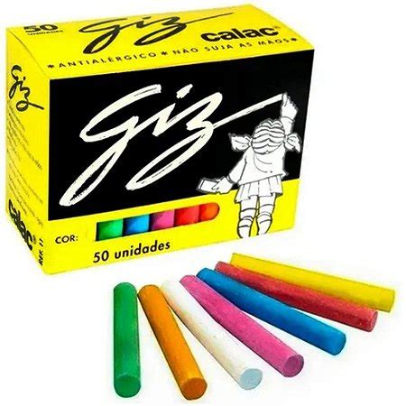 Giz Escolar Plastificado Colorido 50 Unidades 220 G Calac Ref 11