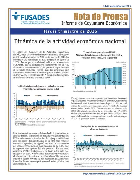 Informe De Coyuntura Econ Mica Iii Trimestre De Din Mica De La