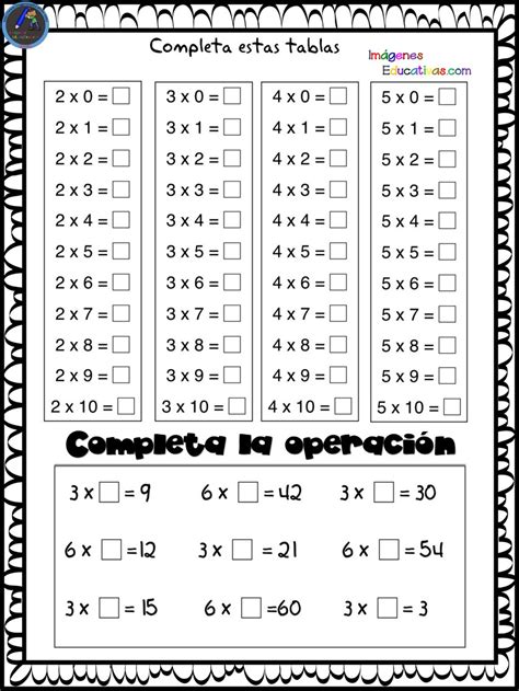 Repasamos Las Tablas De Multiplicar Ejercicios Listos Para Imprimir 2 Imagenes Educativas