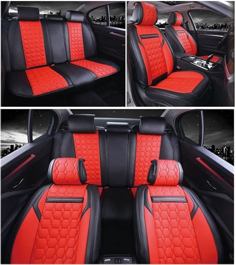 Flexzon Universal Deluxe Quality Red Black Pu Leather Full Set Car