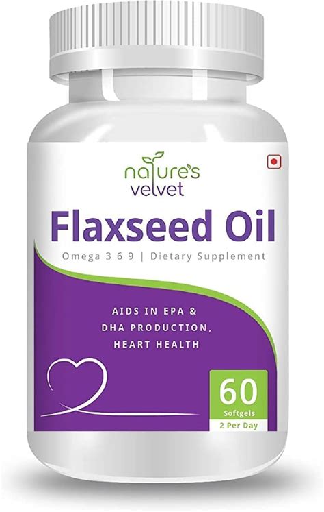 Da Nature S Velvet Flaxseed Oil 1000mg Omega 3 6 9 60 Softgel Capsules Pack Of One