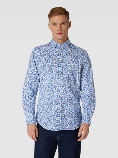 Christian Berg Men Regular Fit Freizeithemd Mit Allover Muster Bleu