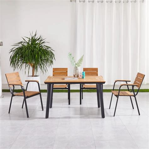 Set Mobilier Din Aluminiu Masa Cu Blat Din Wpc Scaune Pentru