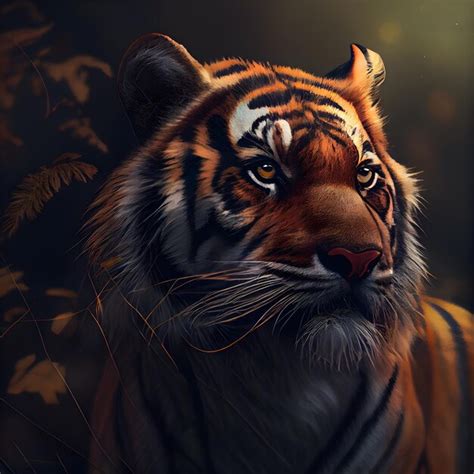 Premium Photo | Portrait of a tiger on a background of the forest ...