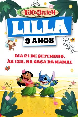 Grátis Fazer convite online convite digital Aniversário Lilo Stitch