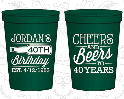 40th Birthday Party Cups Custom Birthday Cup Favors Cheers Etsy