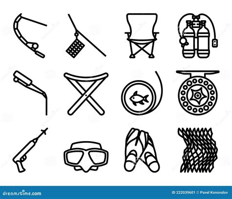 Fishing Icon Set Stock Vector Illustration Of Fisherman 222039601