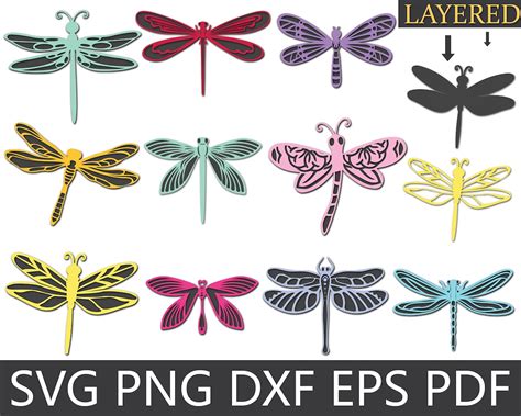 Dragonfly Svg Layered Dragonfly Bundle Svg Png Eps Etsy