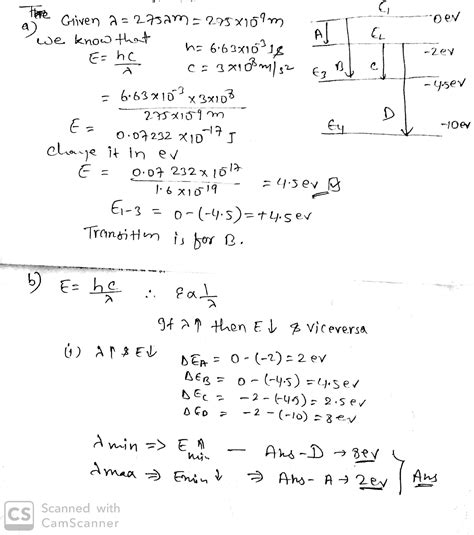 A The Energy Levels Of A Hypothetical Hydrogen Like Atom Are Shown