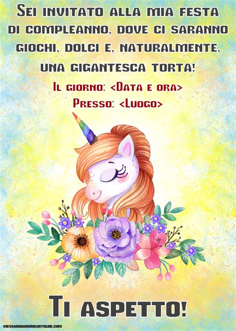 Unicorno Sei Invitato Alla Mia Festa Di Compleanno Crea Inviti