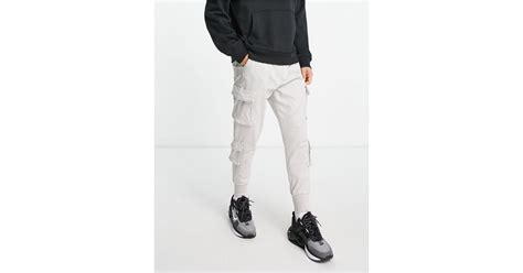 Bershka Loose Fit Utility Cargo Pants In Gray Black For Men Lyst Canada