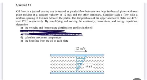 Solved Oil Flow In A Journal Bearing Can Be Treated As Chegg