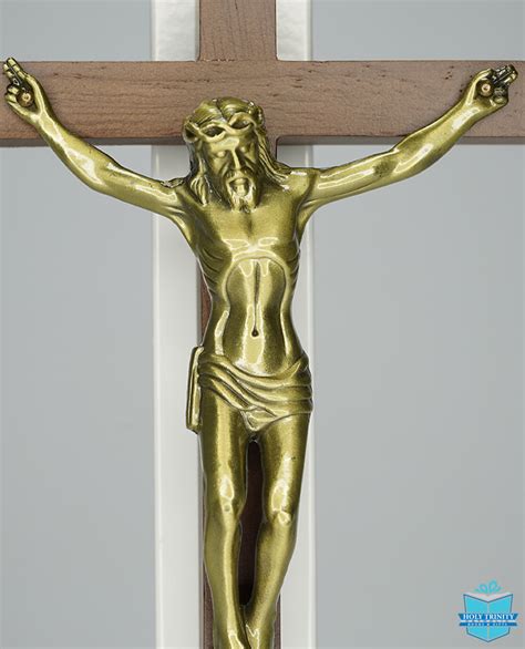 Maple Crucifix With Gold Holy Trinity Catholic Books And Ts