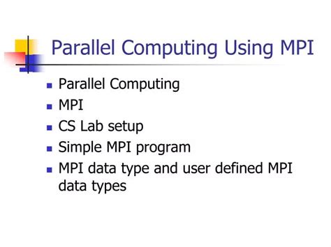 Ppt Parallel Computing Using Mpi Powerpoint Presentation Free