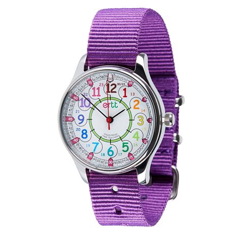 Easy Read Time Teacher Waterproof Wrist Watch - Rainbow Face - 24 Hour ...