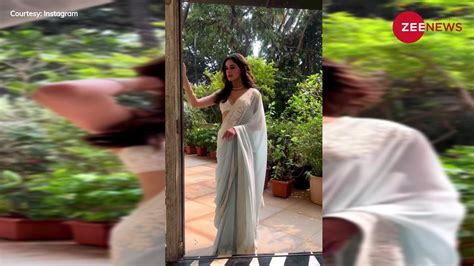 Sexy And Seductive Ananya Pandey Wears Backless Deepneck Hot Blouse For Her Sisterss Wedding