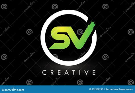 Diseño Del Logotipo De La Letra De Pincel Blanco Verde De Sv Logotipo