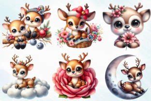 Cute Baby Deer Sublimation Clipart Graphic By RevolutionCraft