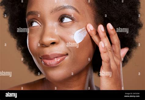 Black Woman Face Cream And Beauty Sunscreen Makeup Product And Luxury