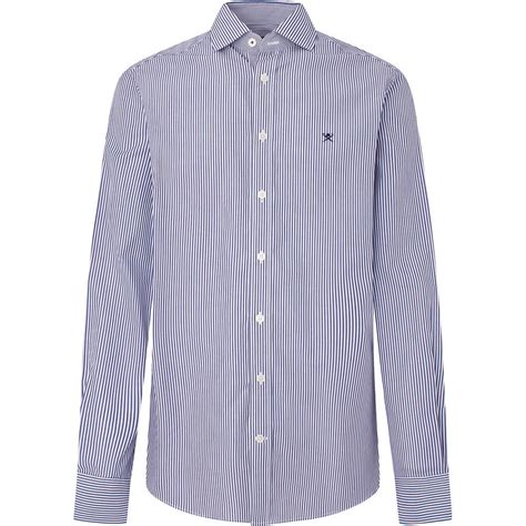 Hackett Essential Bengal Stretch Long Sleeve Shirt Blue Dressinn