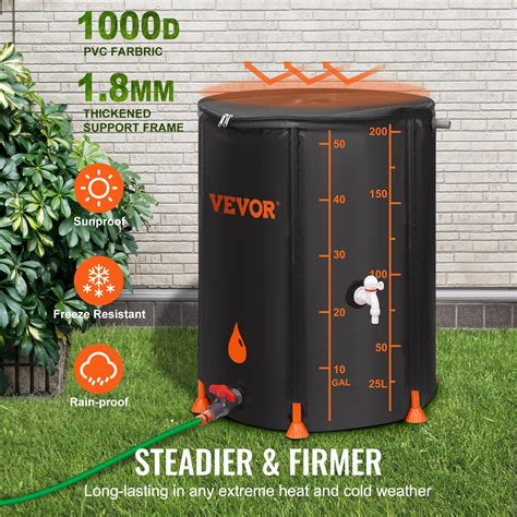 VEVOR Collapsible Rain Barrel 53 Gallon Large Capacity PVC Rainwater