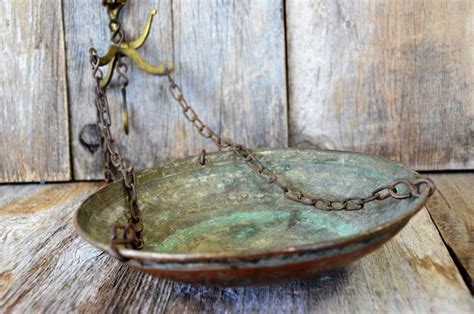 Vintage Brass Hanging Basket Balance Scale Patina Weight Etsy Vintage Brass Hanging Baskets