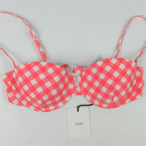 Onia Swim Nwt Onia Womens Xl Dalia Orange Gingham Bikini Top