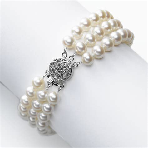 3 Row Freshwater Cultured Pearl Bracelet 14k White Gold Fortunoff Fine Jewelry