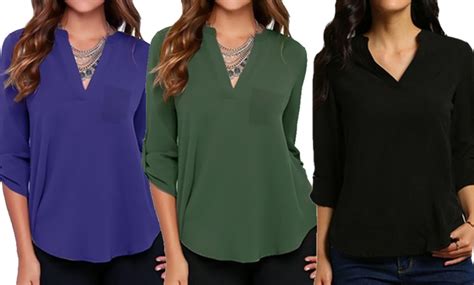 Womens V Neck Blouse Groupon