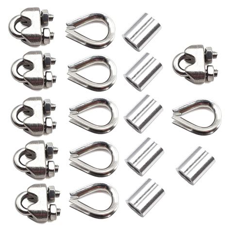 304 Stainless Steel Wire Rope Accessory Set M3 Cable Clamp Silver