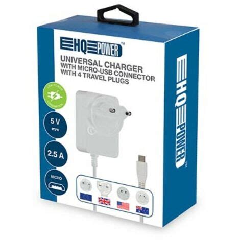 HQ Power Chargeur Compact Avec Connexion USB Micro B Avec 4 Prises De