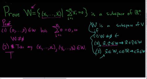 Prove That W X X N Sum X I Is A Subspace Of The