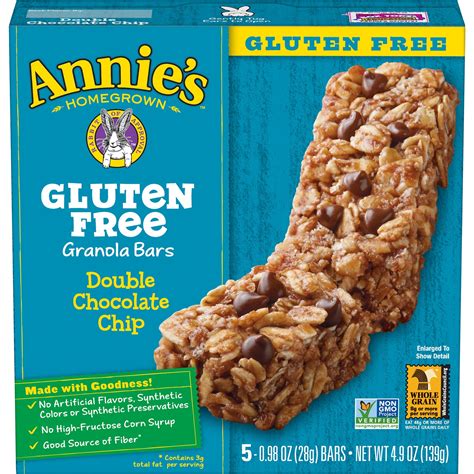 Annie S Gluten Free Chewy Granola Double Chocolate Chip Bars