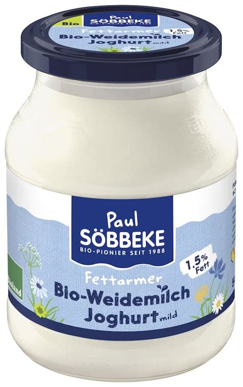 Söbbeke Bio Weidemilch fettarmer Naturjoghurt mild 6 x 500 gr