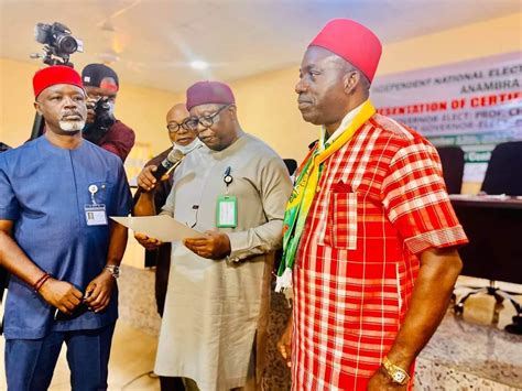 Charles Soludo Receives Certificate Of Return To Anambra Governor Elect Photos Report Minds