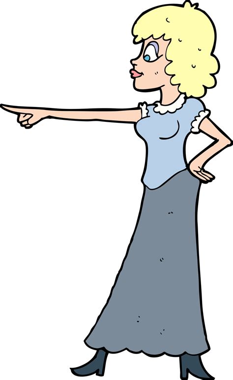 Cartoon Woman Pointing Finger 44990071 Png