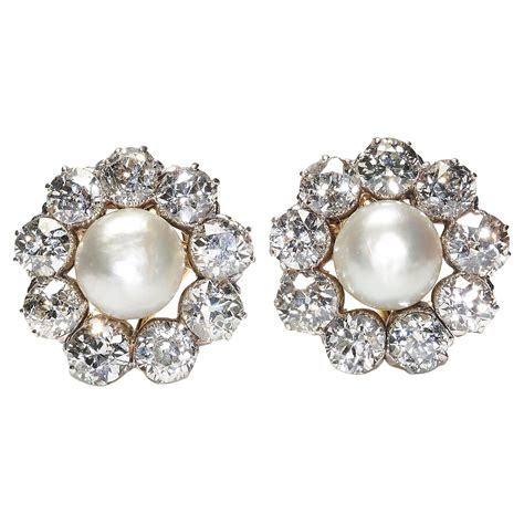 Cartier Pearl And Diamond Earrings In Platinum At Stdibs Cartier